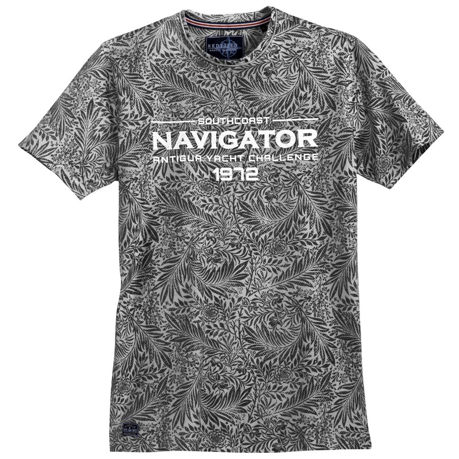 Redfield Übergrößen T-Shirt Alloverprint schwarz