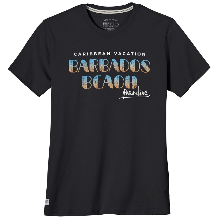 Redfield Übergrößen T-Shirt Print Barbados schwarz