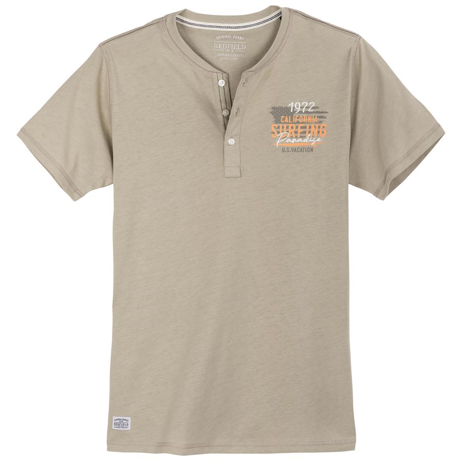 Redfield Henley-T-Shirt Übergröße beige Brustprint
