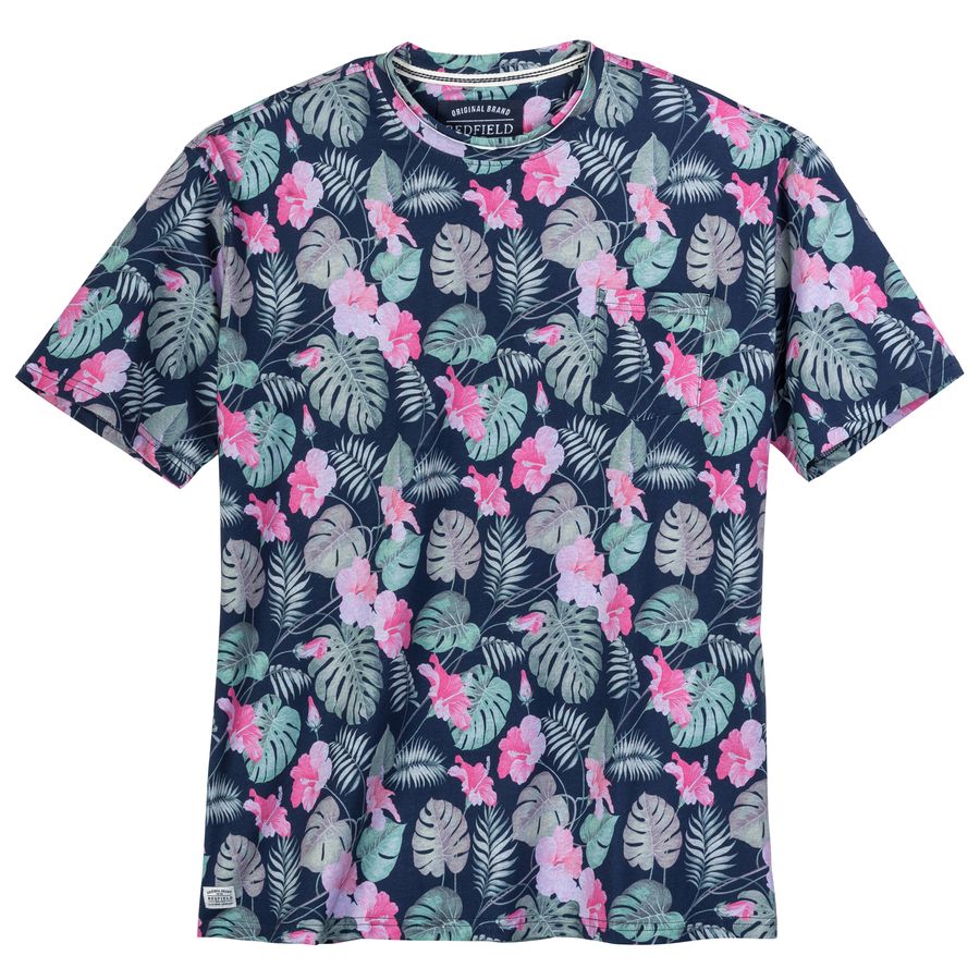 Redfield XXL T-Shirt Floralmuster denimblau-grün