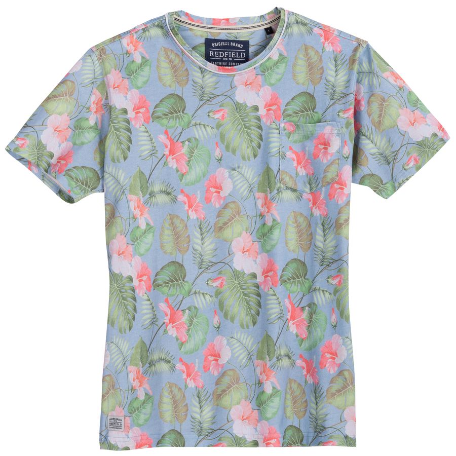 Redfield XXL T-Shirt Floralmuster hellblau-grün