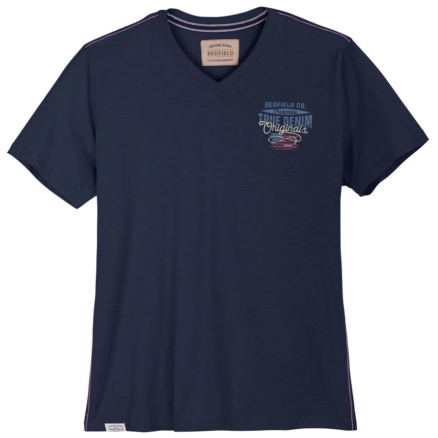 Redfield XXL T-Shirt V-Neck modisch denimblau