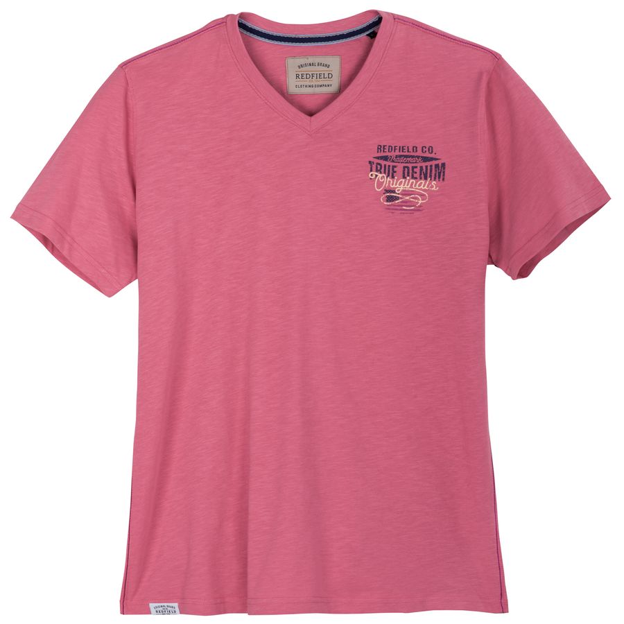 Redfield XXL T-Shirt V-Neck modisch dunkelrosa