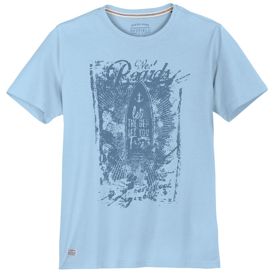 Redfield Übergrößen T-Shirt Vintageprint hellblau