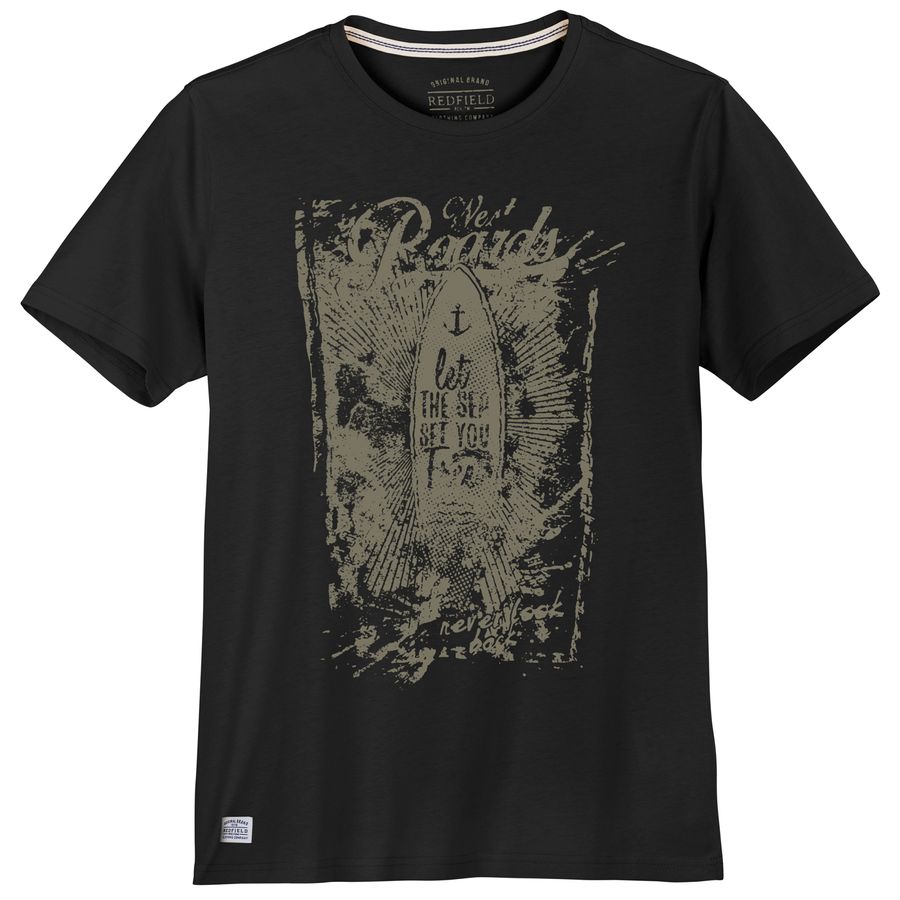 Redfield Übergrößen T-Shirt Vintageprint schwarz