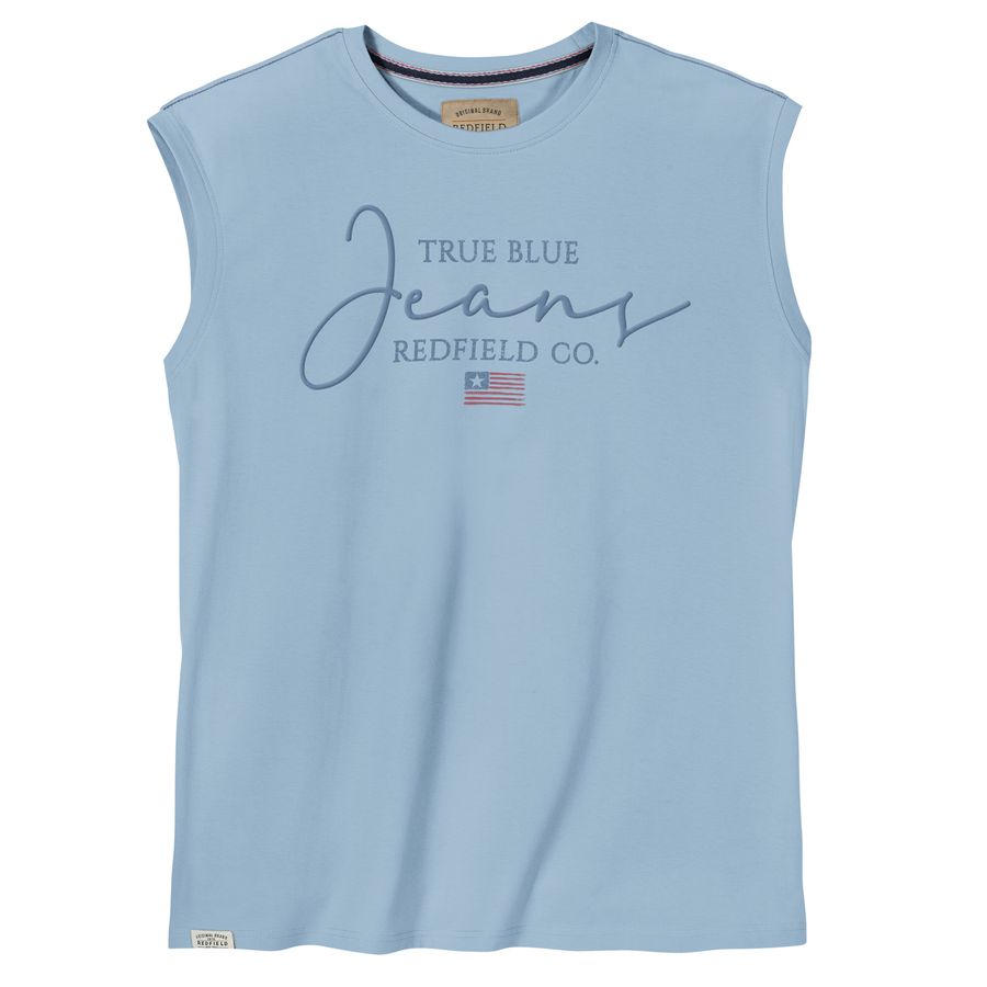 Redfield XXL Muskelshirt Print Jean hellblau