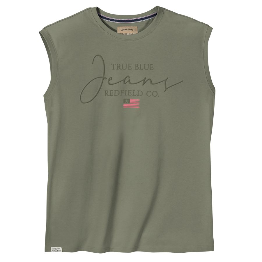 Redfield Übergrößen Muskelshirt Print Jeans oliv