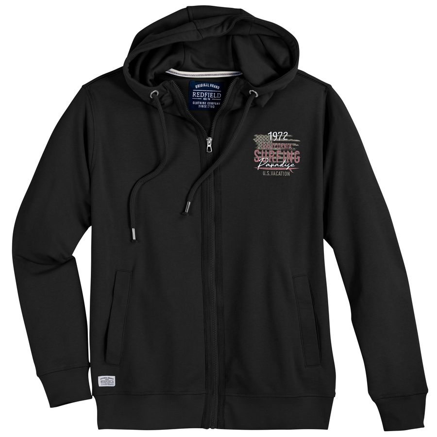 Redfield Übergrößen Sweatjacke Kapuze schwarz