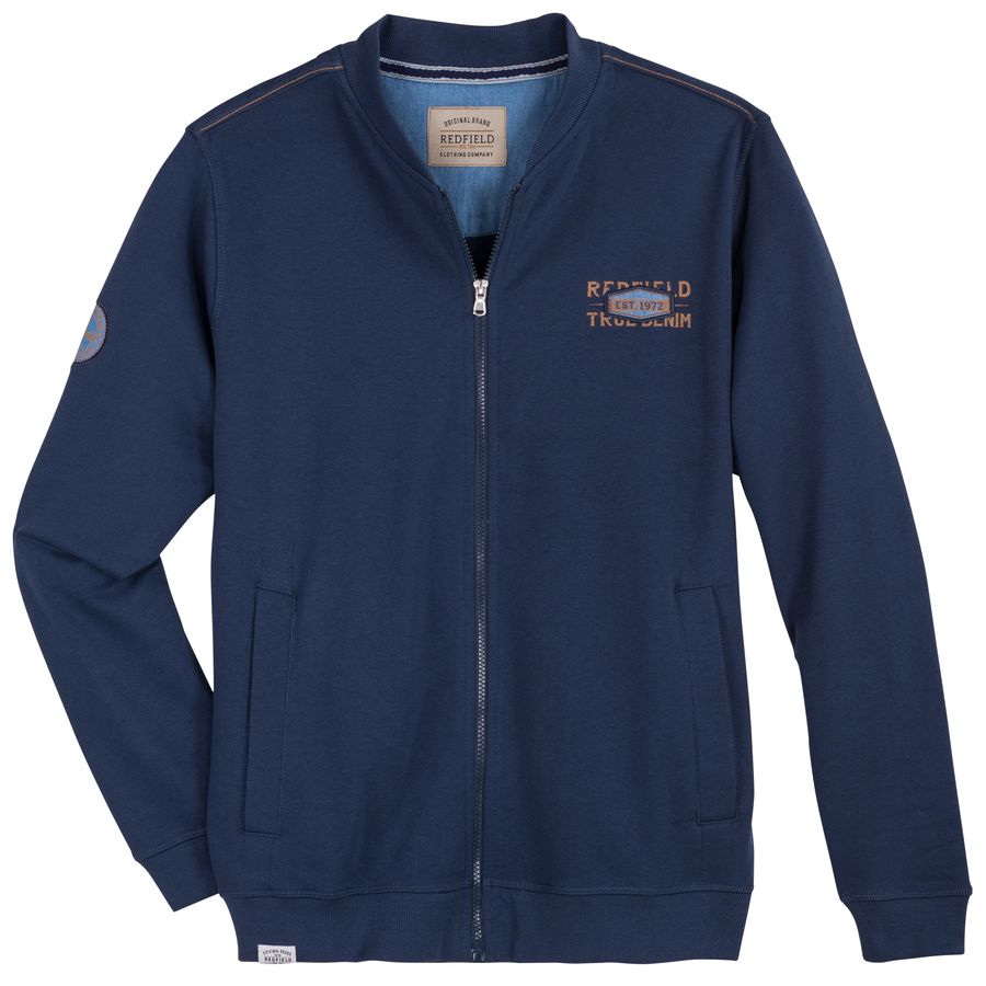 Redfield XXL Sweatjacke Collegestil denimblau