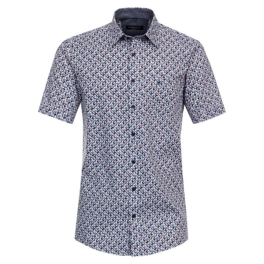 CasaModa XXL Kurzarmhemd Allovermuster navy-rot