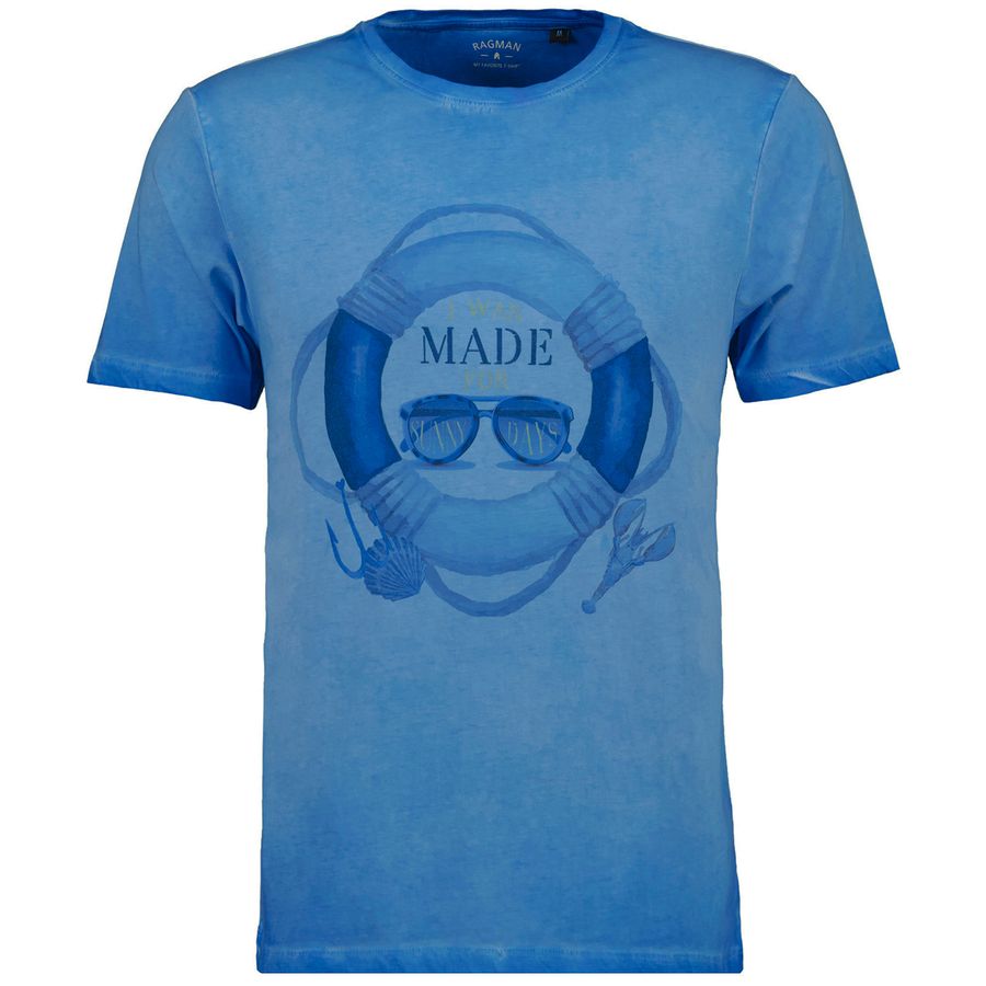 Ragman T-Shirt XXL blau Frontprint maritim Usedlook