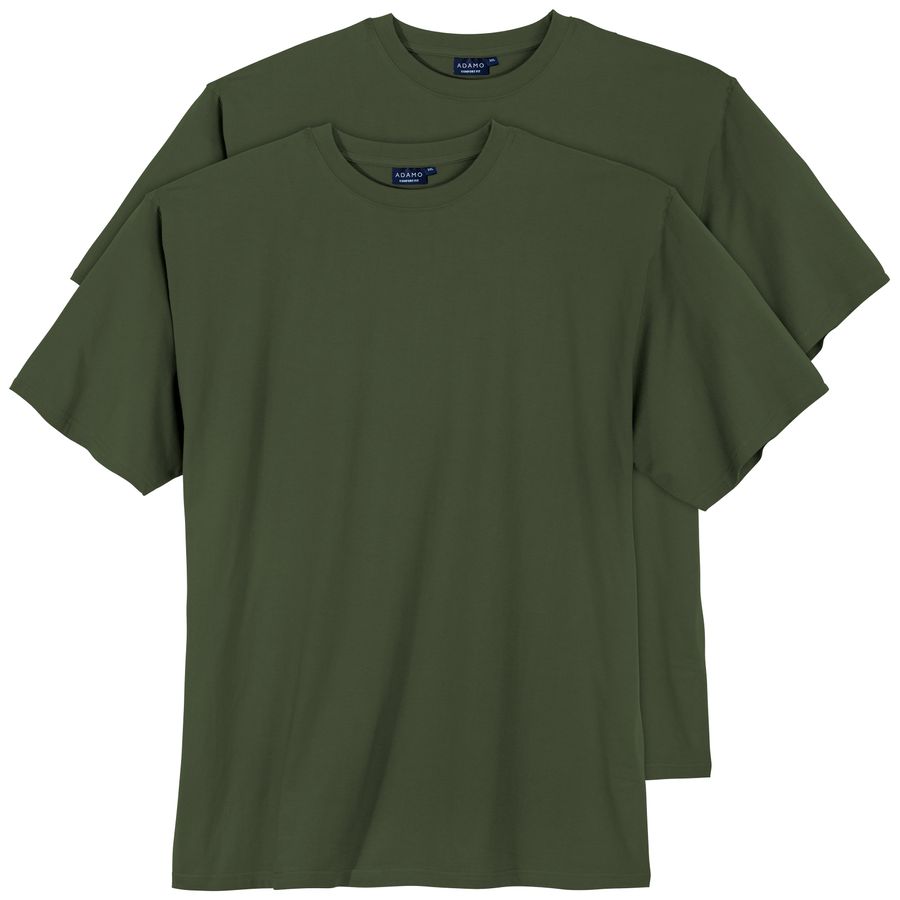 Adamo 2er-Pack Basic T-Shirt Übergröße oliv