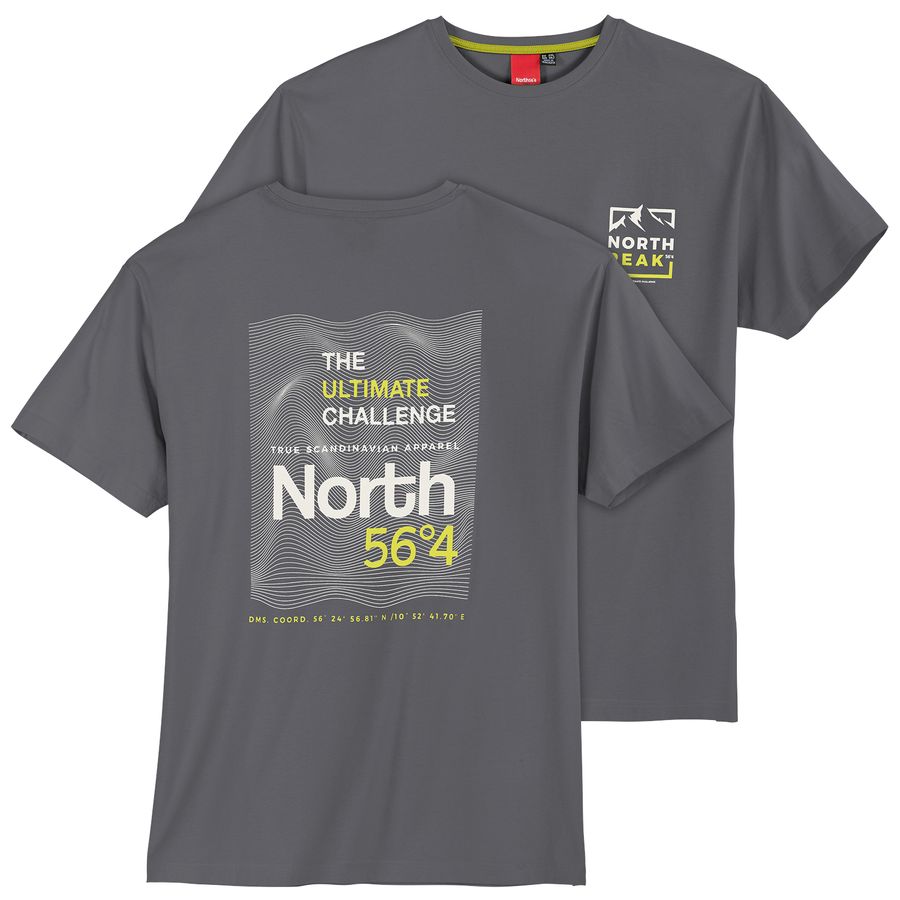 North 56°4 Sport Übergröße T-Shirt grau Rückenprint