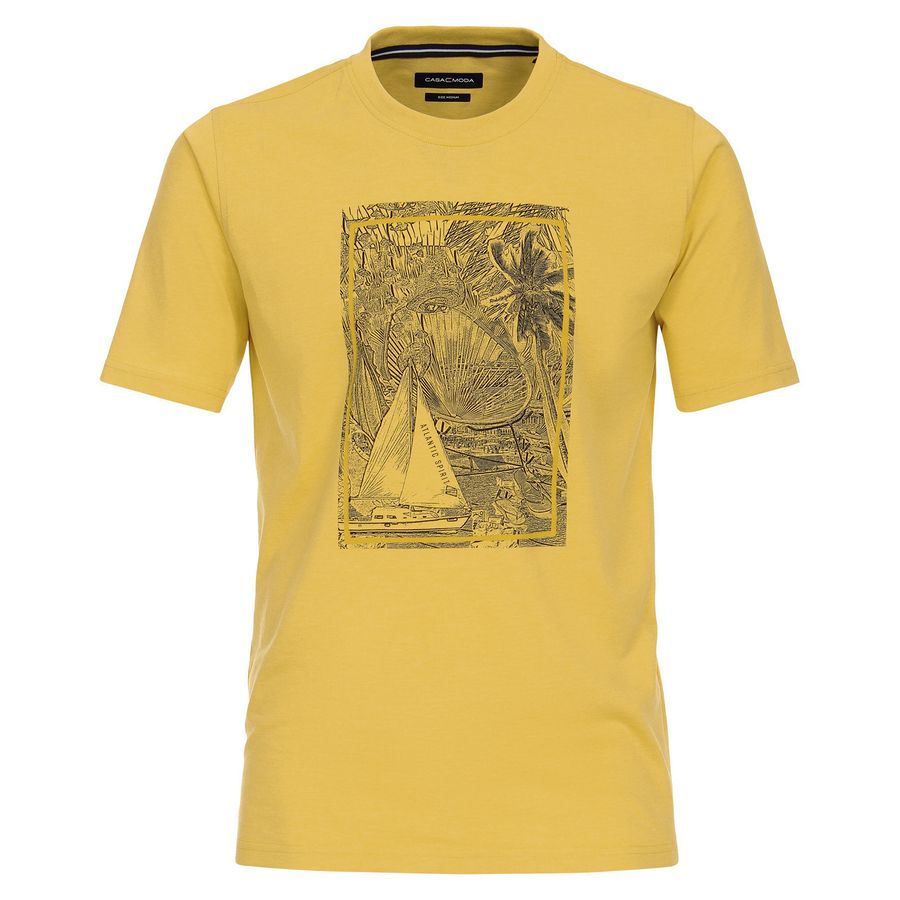 CasaModa XXL T-Shirt senfgelb Sommer-Frontprint