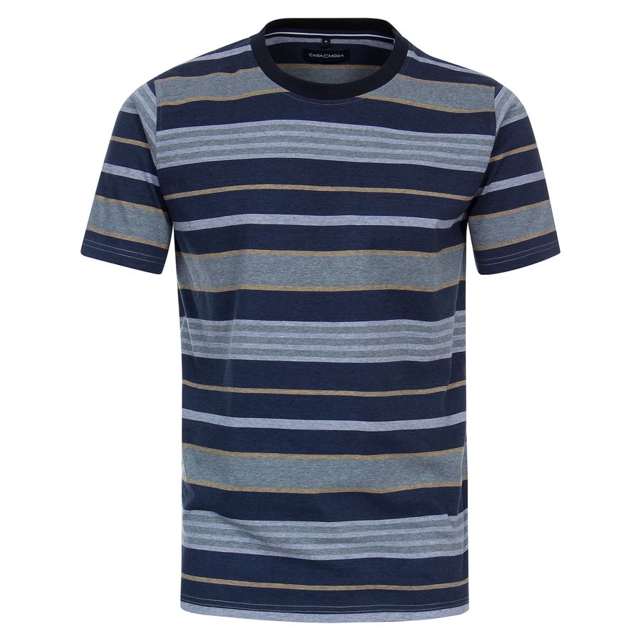 CasaModa XXL T-Shirt grün-blau-gelb Melangestreifen