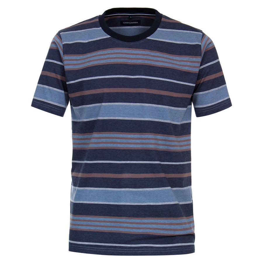 CasaModa XXL T-Shirt blau-braun Melangestreifen