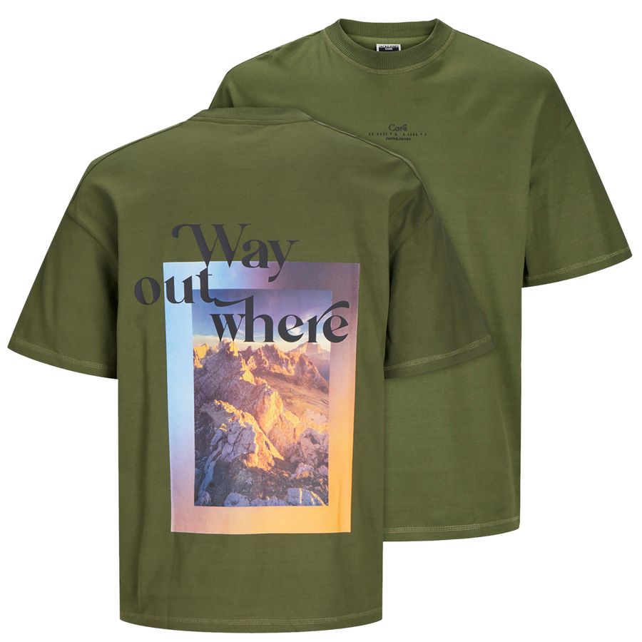 Jack&Jones XXL T-Shirt oliv Rückenprint JCOAUSTIN