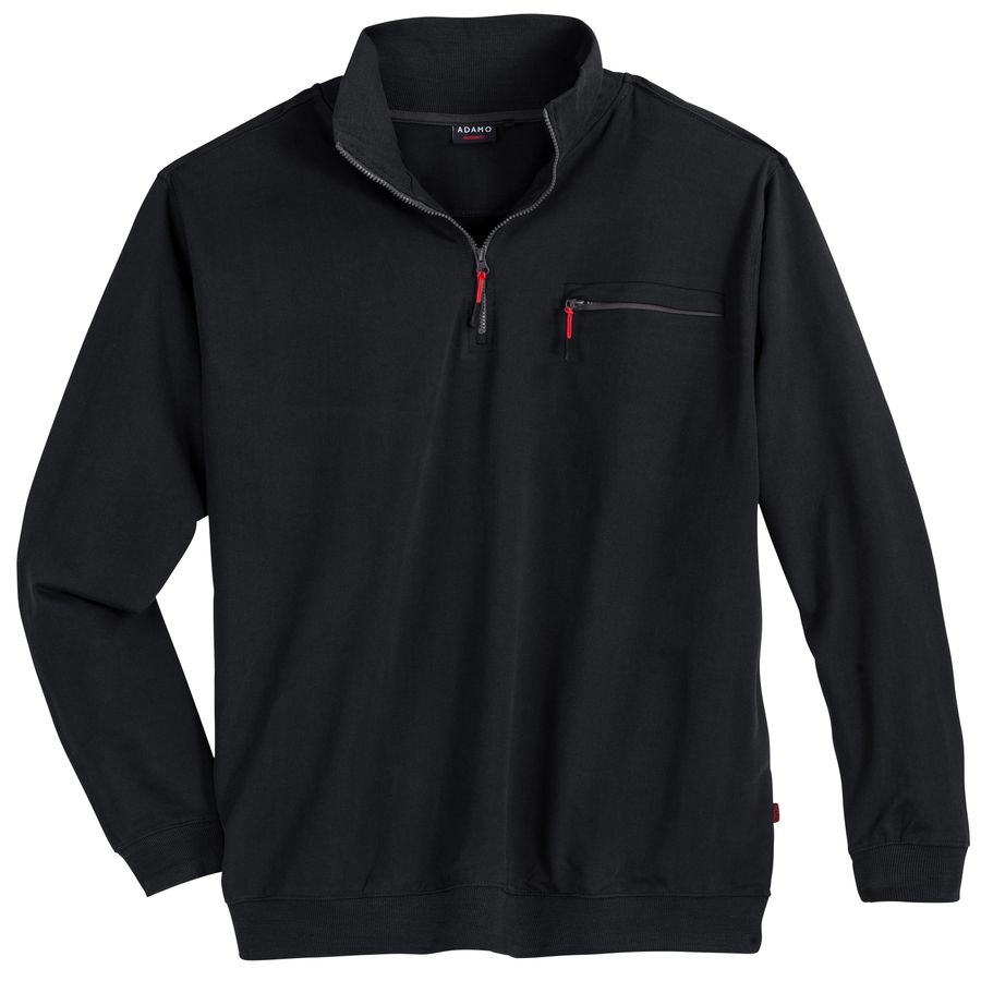 Adamo Basic Troyer-Sweatshirt Übergröße schwarz