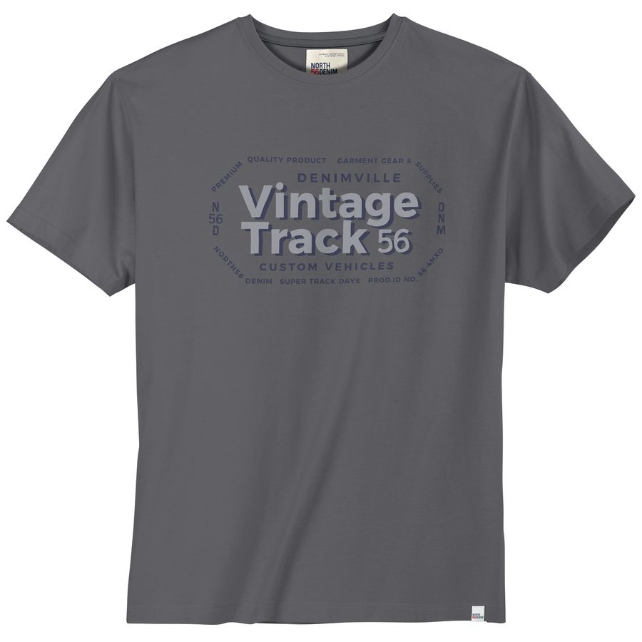 North56°Denim XXL T-Shirt grau Print Vintage Track