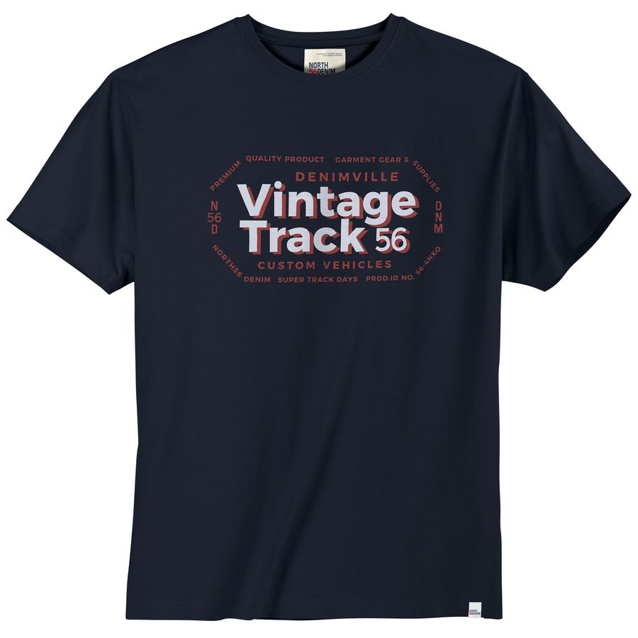 North56°Denim XXL T-Shirt navy Print Vintage Track