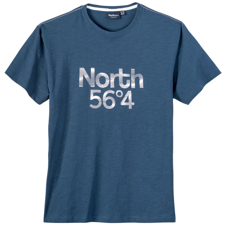 North 56°4 T-Shirt Übergröße stahlblau Logoprint