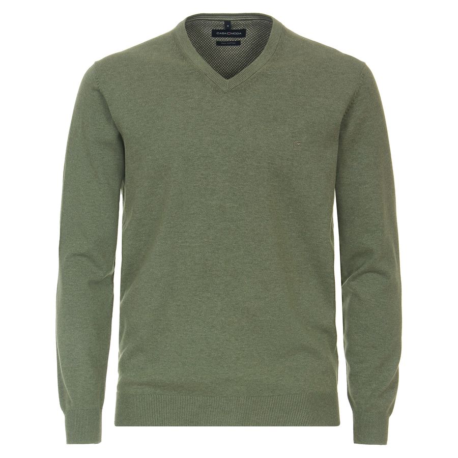 CasaModa XXL Pullover V-Neck schilfgrün melange