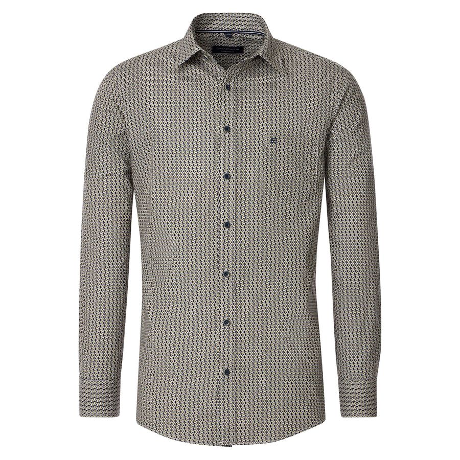 CasaModa Langarmhemd XXL Allovermuster grün-navy
