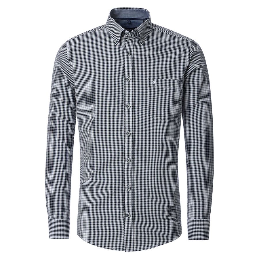 CasaModa Langarmhemd XXL Mini-Karo navy-weiß