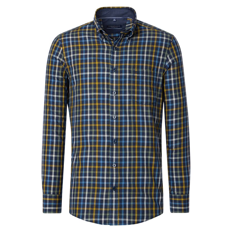 CasaModa Langarmhemd XXL blau-grün-senf kariert