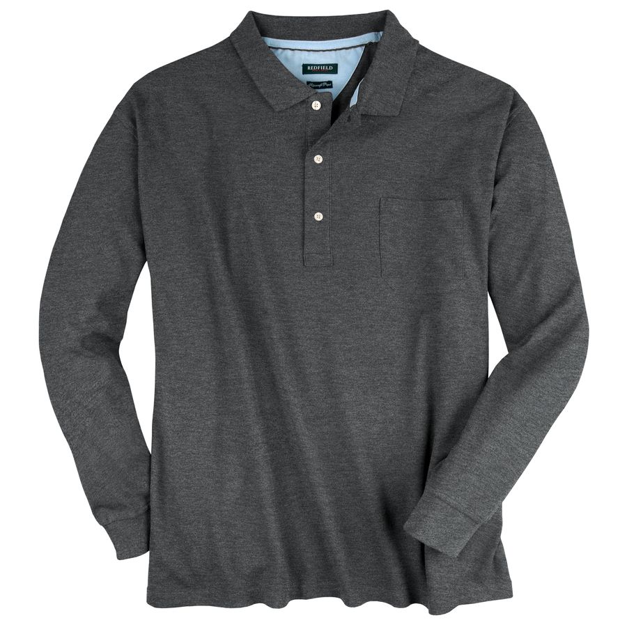 Redfield Langarm-Poloshirt anthrazit melange XXL