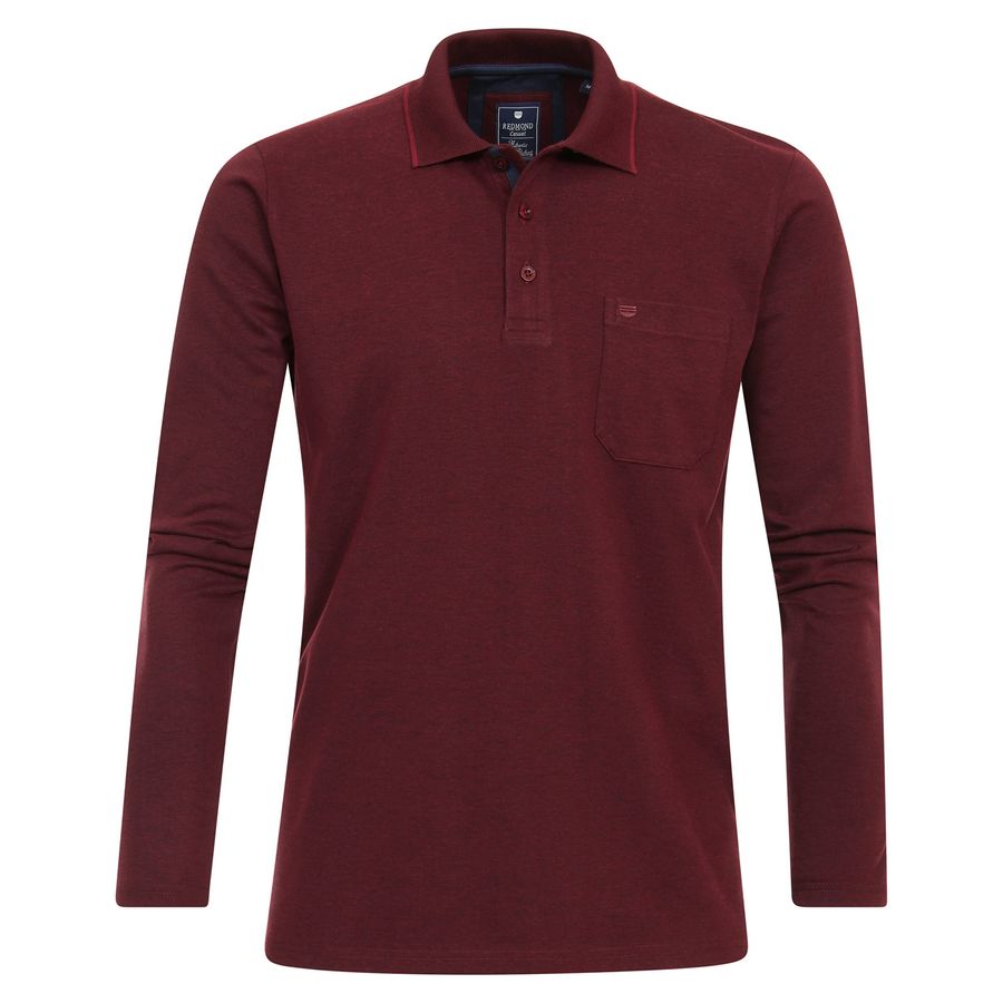 Redmond XXL Langarm-Polo bordeaux melange