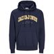 Jack&Jones XXL Kapuzen-Sweater navy JJECALEB Print