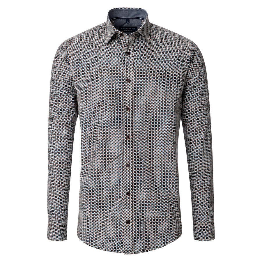 CasaModa Langarmhemd XXL braun-blau gemustert