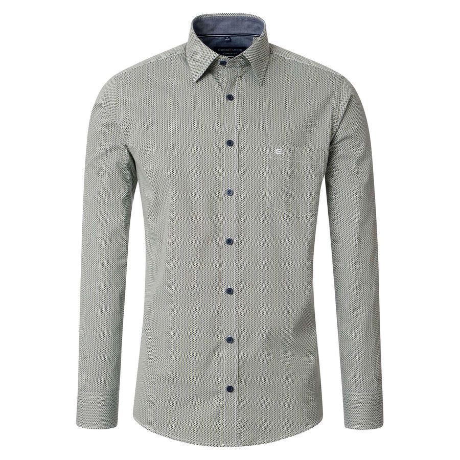 CasaModa Langarmhemd XXL navy-grün gemustert