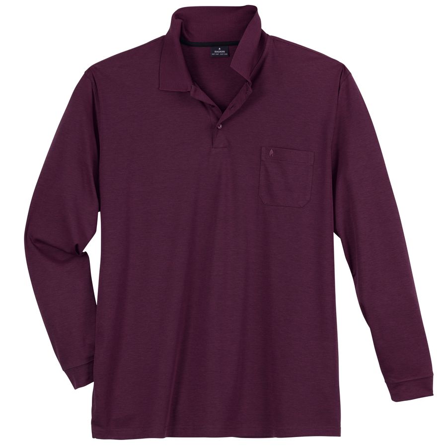 Ragman Softknit Langarm-Polo XXL beere-schwarz