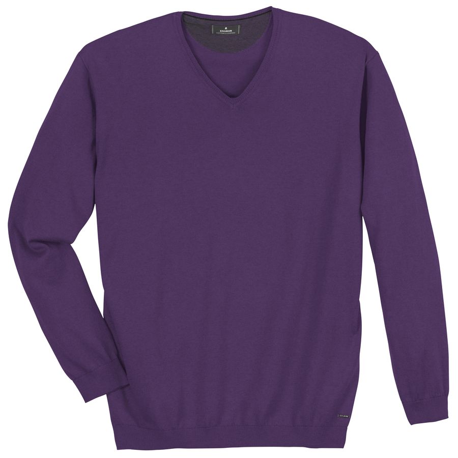 Ragman XXL Pullover V-Neck Kaschmir-Anteil lila