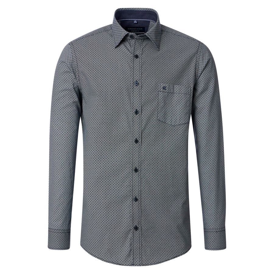 CasaModa Langarmhemd Allovermuster XXL oliv-navy