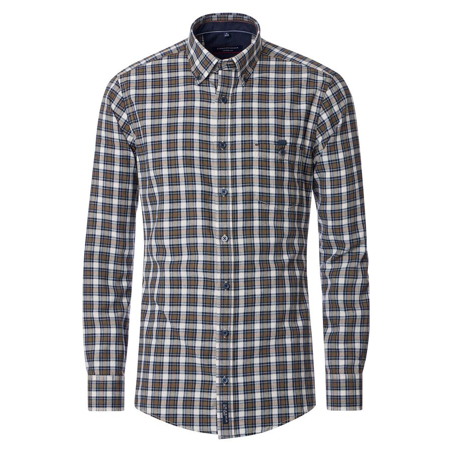 CasaModa XXL Langarmhemd oliv-navy-weiß