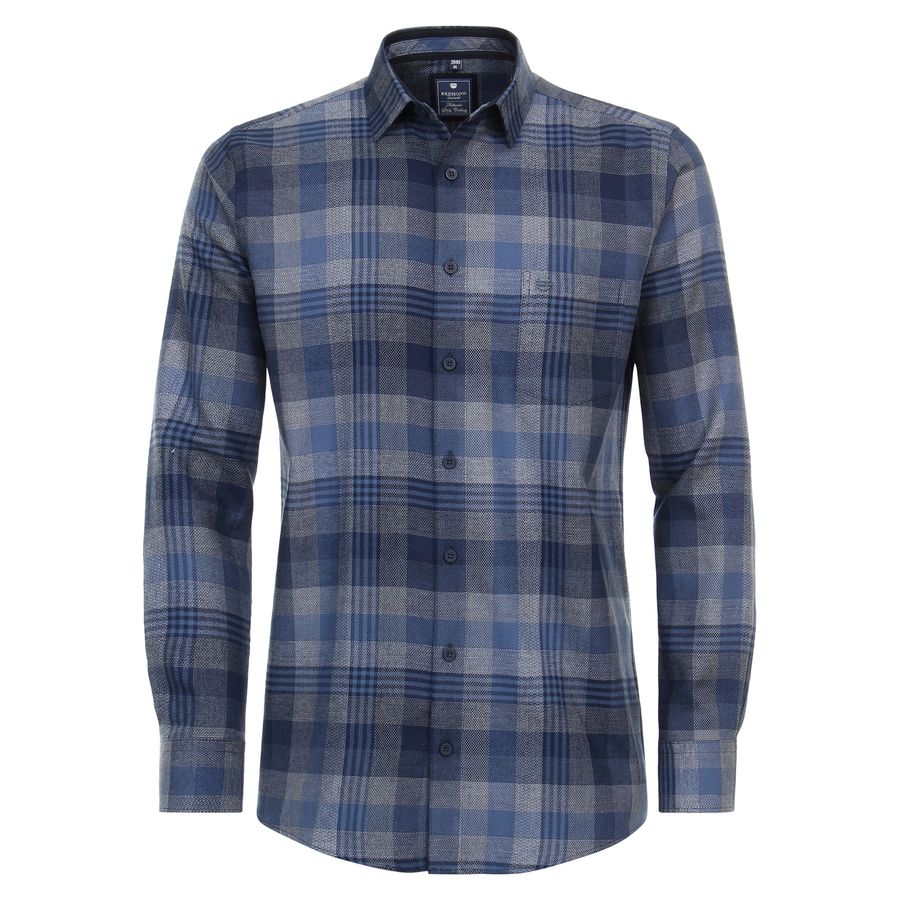 Redmond XXL Flanell-Langarmhemd blau kariert