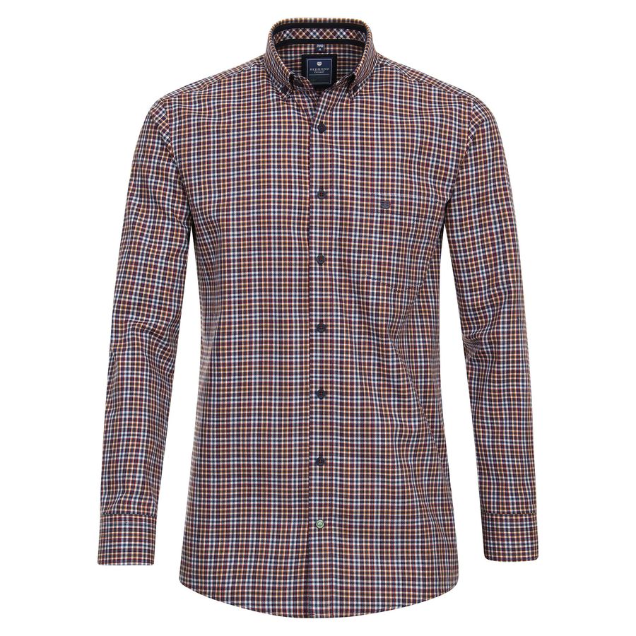 Redmond XXL Langarmhemd navy-rot Fischgrätkaro