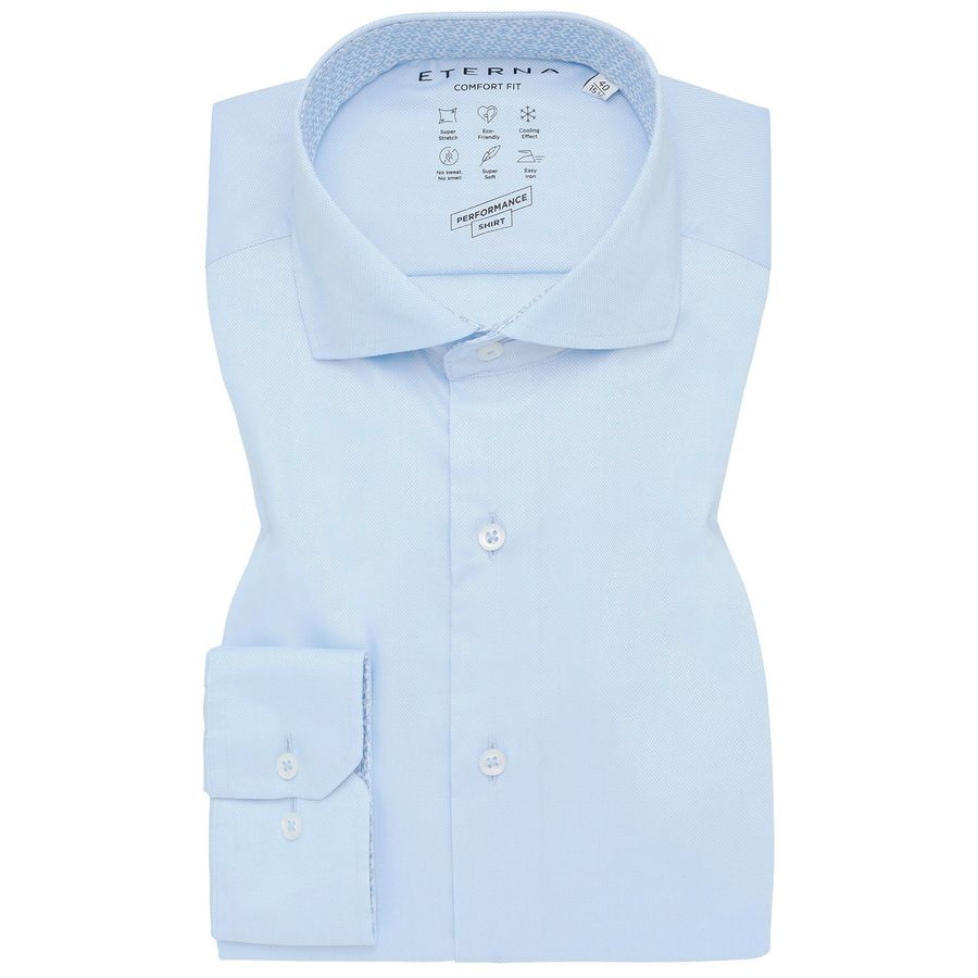Eterna XXL Businesshemd Stretch Struktur hellblau