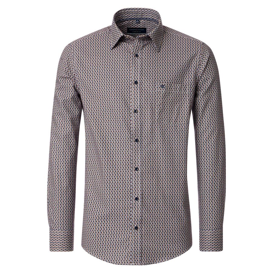 CasaModa Langarmhemd XXL braun-navy gemustert