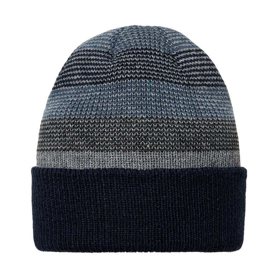 CasaModa Strick Mütze warm Streifenoptik blau-grau