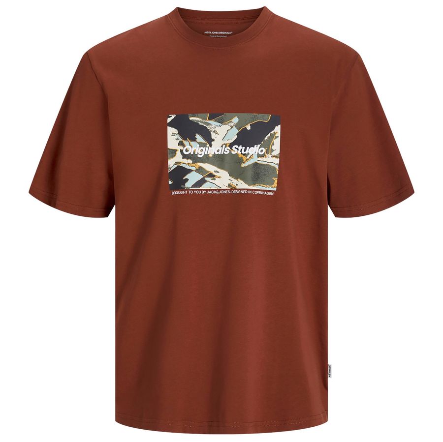 Jack&Jones Übergrößen T-Shirt Motiv-Print braun
