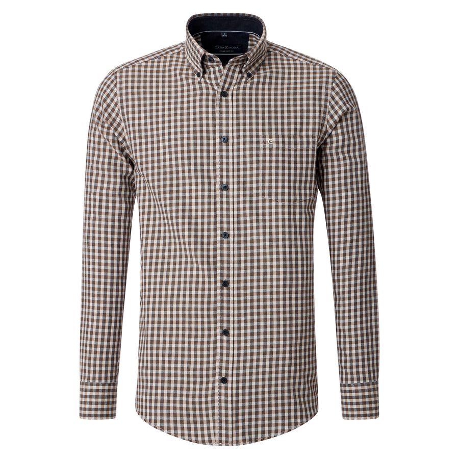 CasaModa Langarmhemd XXL Flanell Karo beige-braun