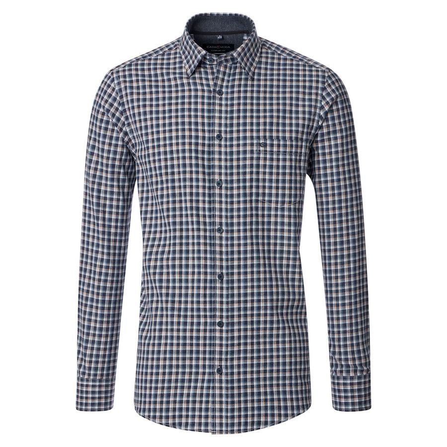 CasaModa Langarmhemd XXL Flanell Karo blau-beige