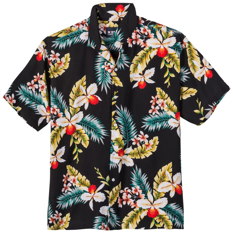 North Latitude Hawaiihemd XXL floral gelb-rot-grün