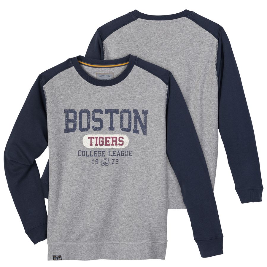 Redfield Übergrößen Sweatshirt grau-navy Colorblocking