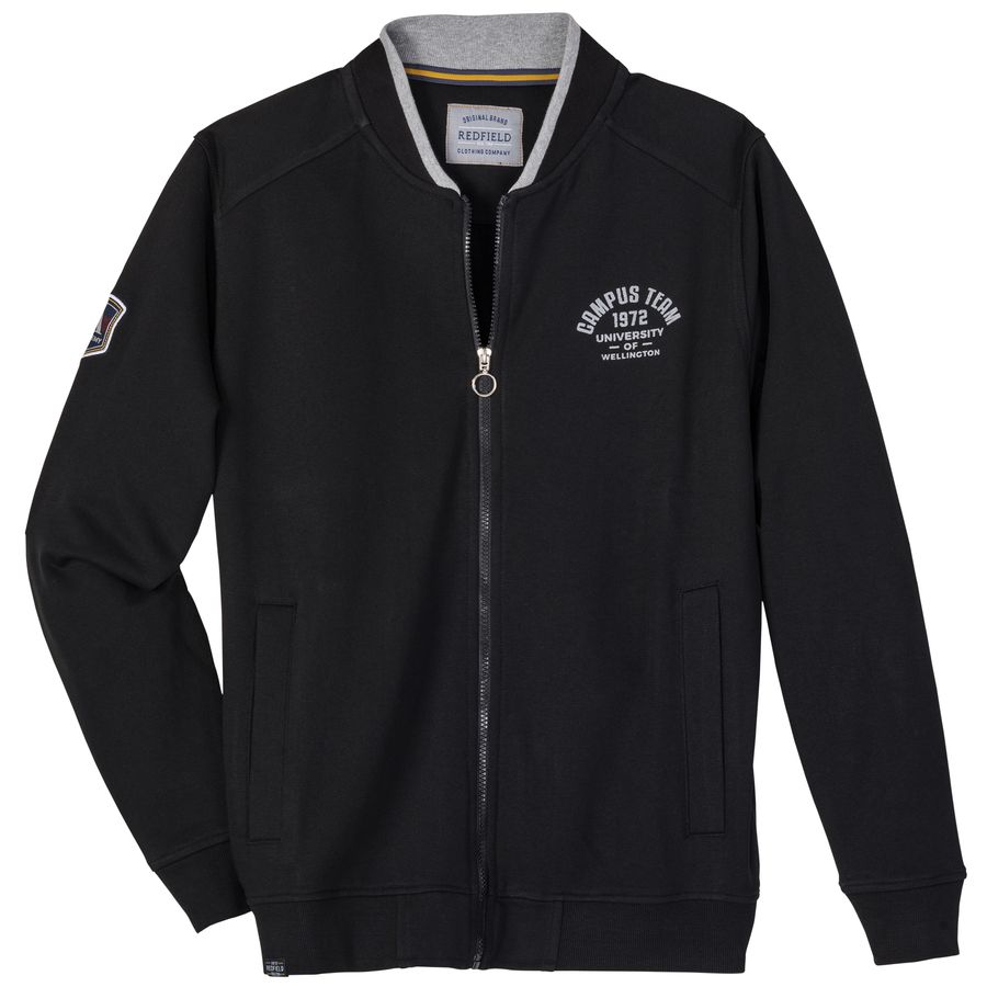 Redfield Übergrößen Sweatjacke schwarz Collegestil
