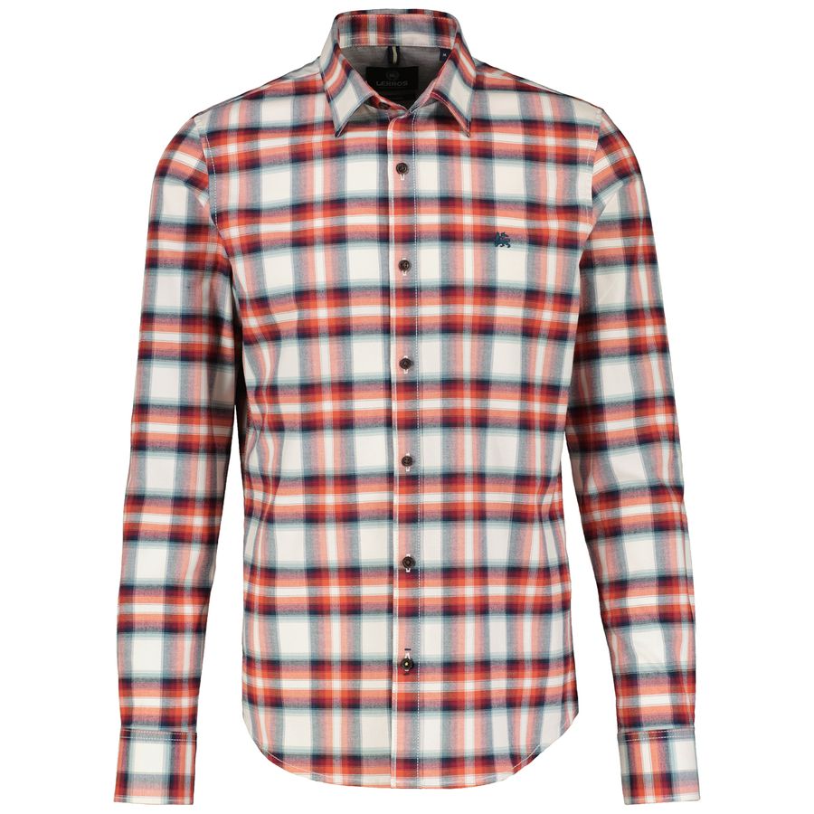 Lerros Stretch Flanellhemd Karo orange-ecru XXL